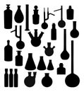 Silhouettes of chemical vessels - vector set Royalty Free Stock Photo